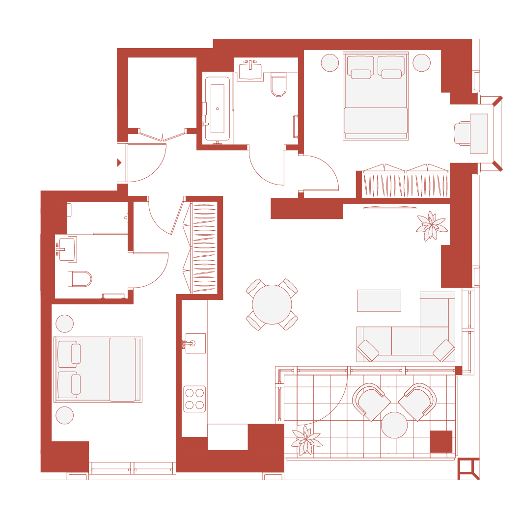 The HiLight 2 bedroom residence floor plan